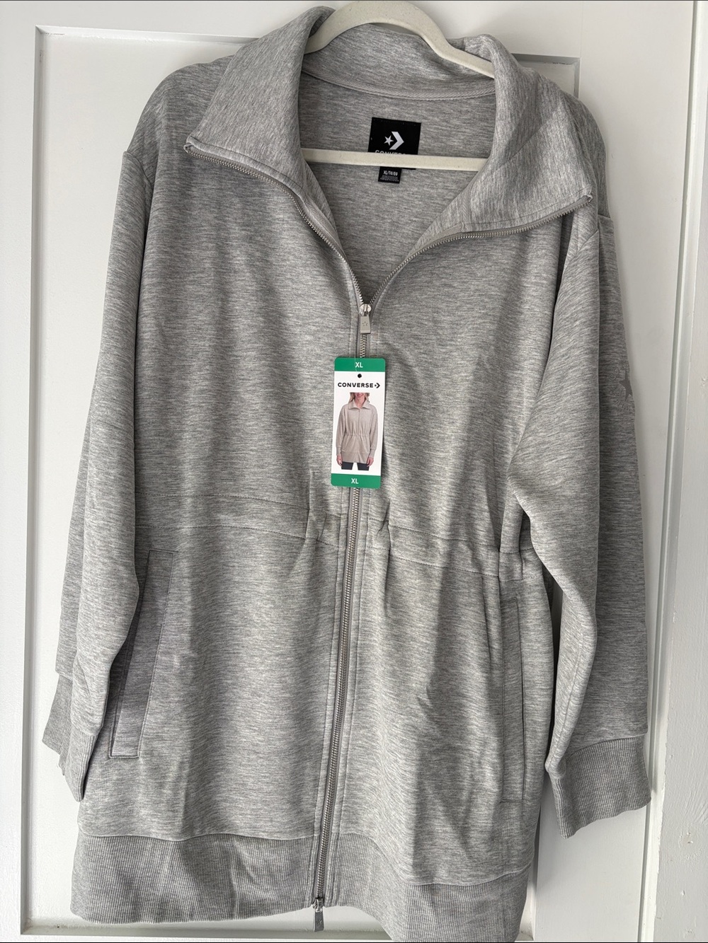 Converse Light Gray Full-Zip Bomber Jacket-NWTO -XL